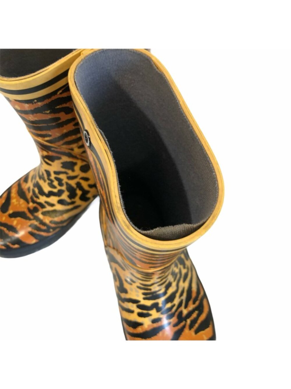 Rubber Boots Girls 10 Steel Flank Animal Print Winter Snow Boots Rain - Picture 2 of 10